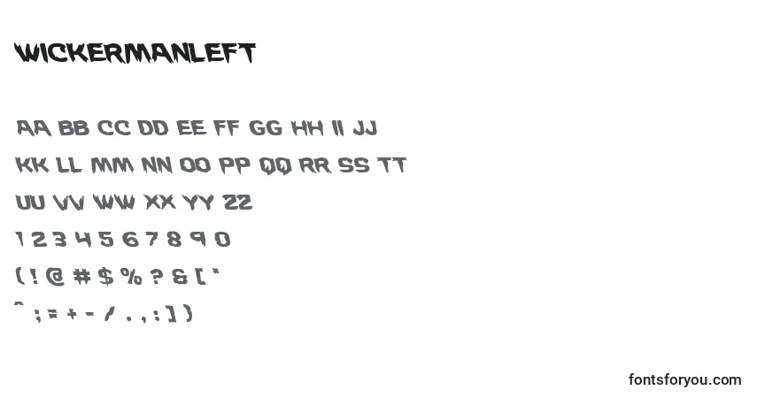 Schriftart Wickermanleft – Alphabet, Zahlen, spezielle Symbole