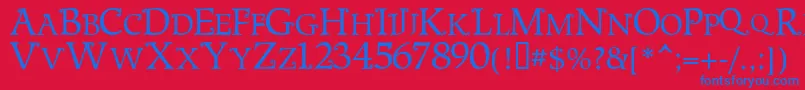 Fonte MetshigeNormal – fontes azuis em um fundo vermelho