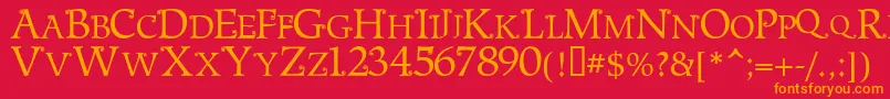 フォントMetshigeNormal – 赤い背景にオレンジの文字