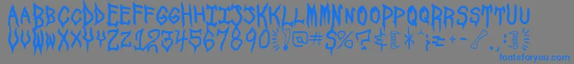 Weitere Informationen zur SpookshowUndead-Schriftart SpookshowUndead-Schriftart – Blaue Schriften auf grauem Hintergrund