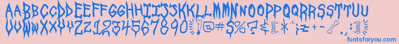 フォントSpookshowUndead – ピンクの背景に青い文字