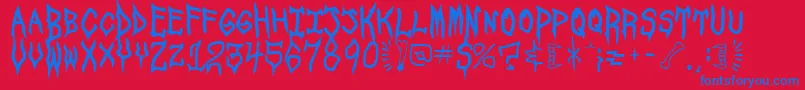 Czcionka SpookshowUndead – niebieskie czcionki na czerwonym tle