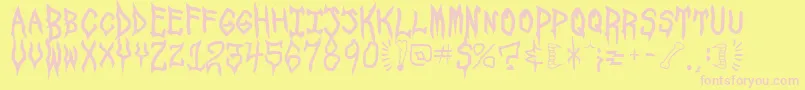 SpookshowUndead Font – Pink Fonts on Yellow Background
