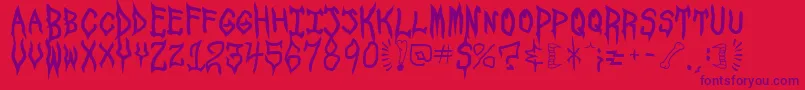 フォントSpookshowUndead – 赤い背景に紫のフォント