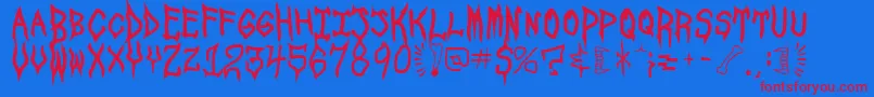 SpookshowUndead Font – Red Fonts on Blue Background