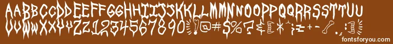 SpookshowUndead-Schriftart – Weiße Schriften auf braunem Hintergrund