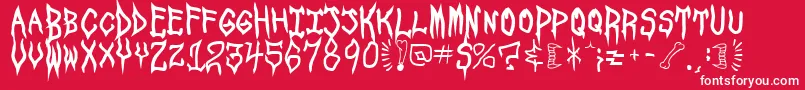 フォントSpookshowUndead – 赤い背景に白い文字