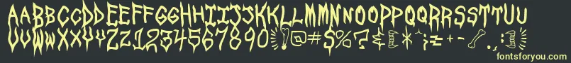 En savoir plus sur la police SpookshowUndead Police SpookshowUndead – polices jaunes sur fond noir