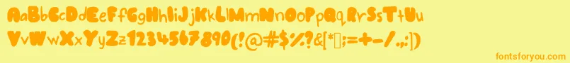 Bubblewriting Font – Orange Fonts on Yellow Background