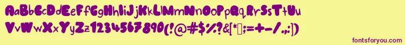 Bubblewriting Font – Purple Fonts on Yellow Background