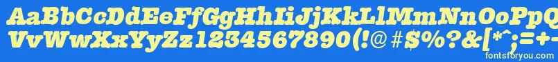 TypewriterserialHeavyItalic Font – Yellow Fonts on Blue Background