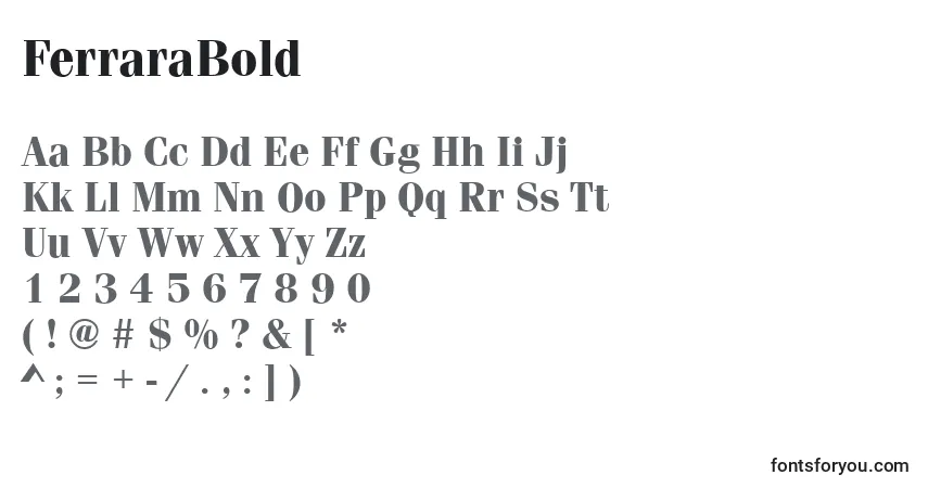 Шрифт FerraraBold – алфавит, цифры, специальные символы
