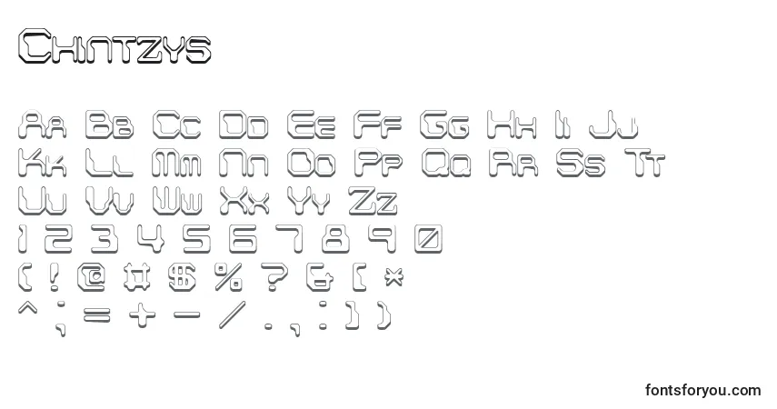A fonte Chintzys – alfabeto, números, caracteres especiais
