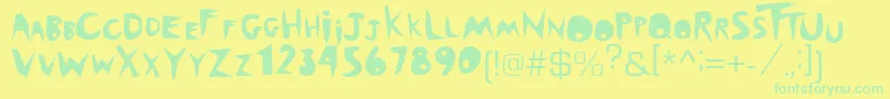 フォントOutback – 黄色い背景に緑の文字