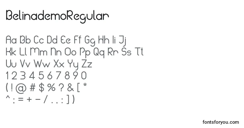 Шрифт BelinademoRegular – алфавит, цифры, специальные символы