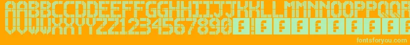 Lightdot16x10-Schriftart – Grüne Schriften auf orangefarbenem Hintergrund