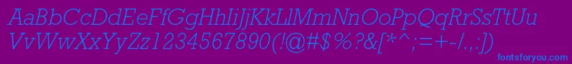 RockwellstdLightitalic Font – Blue Fonts on Purple Background