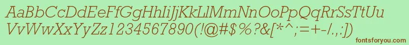 RockwellstdLightitalic Font – Brown Fonts on Green Background