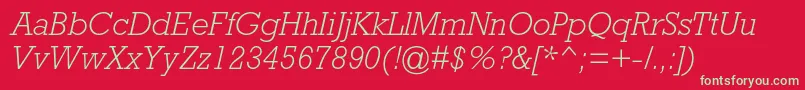 RockwellstdLightitalic Font – Green Fonts on Red Background