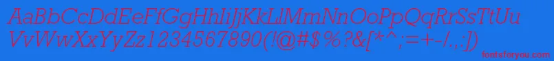 RockwellstdLightitalic-fontti – punaiset fontit sinisellä taustalla