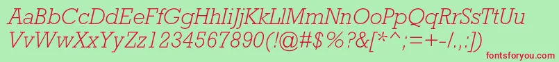 RockwellstdLightitalic Font – Red Fonts on Green Background