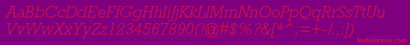 RockwellstdLightitalic Font – Red Fonts on Purple Background