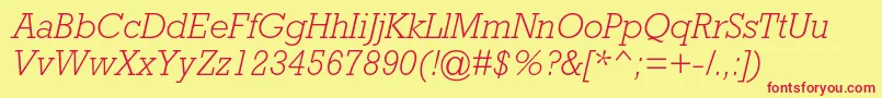 RockwellstdLightitalic Font – Red Fonts on Yellow Background
