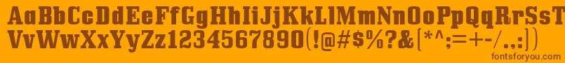 Weitere Informationen zur BullpenHv-Schriftart BullpenHv-Schriftart – Braune Schriften auf orangefarbenem Hintergrund