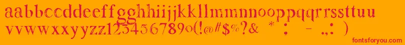 Lemonade-Schriftart – Rote Schriften auf orangefarbenem Hintergrund