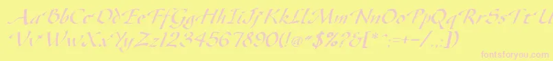 Police GazeItalic – polices roses sur fond jaune