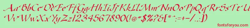 GazeItalic Font – Red Fonts on Green Background