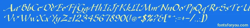 GazeItalic Font – Yellow Fonts on Blue Background