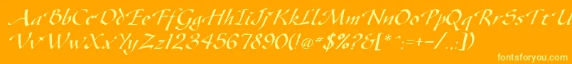 Czcionka GazeItalic – żółte czcionki na pomarańczowym tle