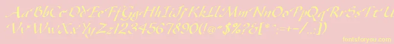 GazeItalic-Schriftart – Gelbe Schriften auf rosa Hintergrund