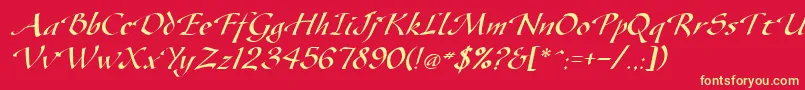 GazeItalic Font – Yellow Fonts on Red Background