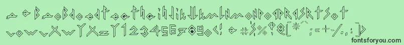 フォントIronHMetalOutline – 緑の背景に黒い文字