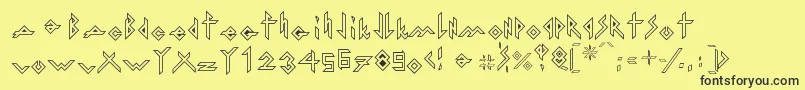 フォントIronHMetalOutline – 黒い文字の黄色い背景