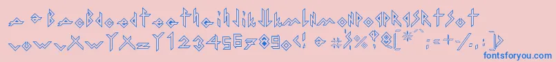 フォントIronHMetalOutline – ピンクの背景に青い文字