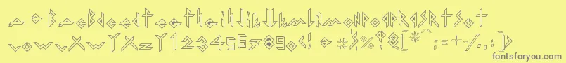 フォントIronHMetalOutline – 黄色の背景に灰色の文字