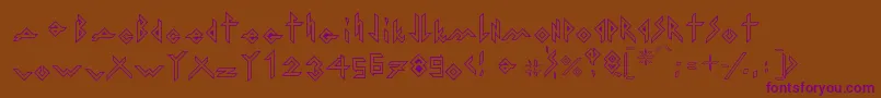 IronHMetalOutline-Schriftart – Violette Schriften auf braunem Hintergrund