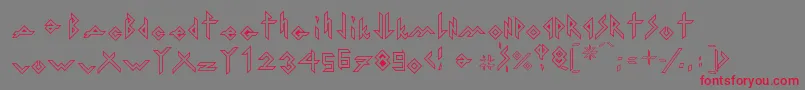 IronHMetalOutline Font – Red Fonts on Gray Background