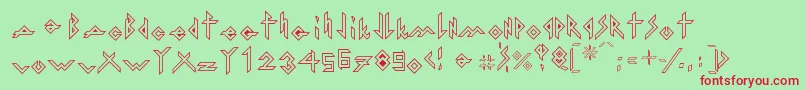 フォントIronHMetalOutline – 赤い文字の緑の背景