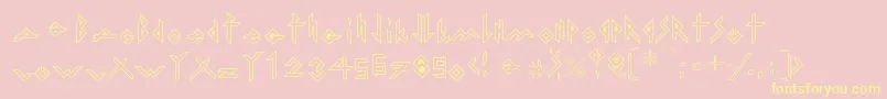 IronHMetalOutline-Schriftart – Gelbe Schriften auf rosa Hintergrund