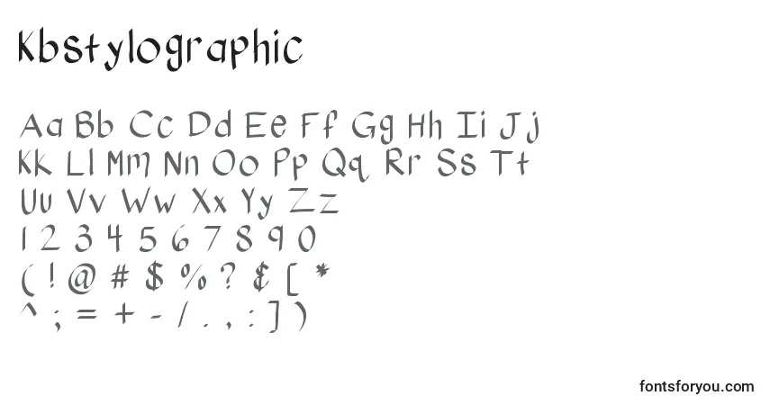 Schriftart Kbstylographic – Alphabet, Zahlen, spezielle Symbole