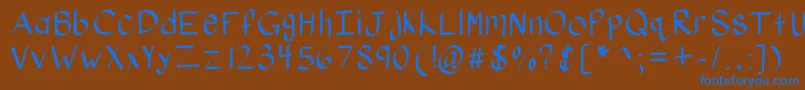 フォントKbstylographic – 茶色の背景に青い文字