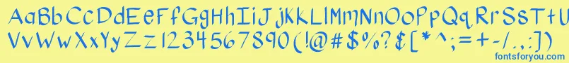 Kbstylographic Font – Blue Fonts on Yellow Background