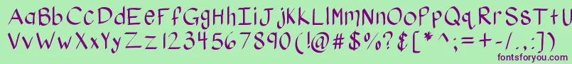 Kbstylographic-Schriftart – Violette Schriften auf grünem Hintergrund