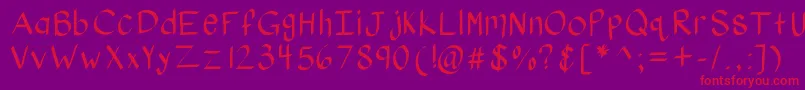 Kbstylographic-Schriftart – Rote Schriften auf violettem Hintergrund