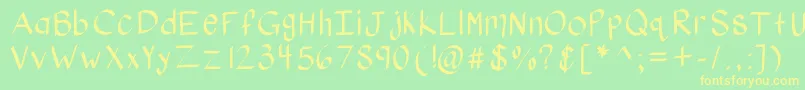 Fonte Kbstylographic – fontes amarelas em um fundo verde