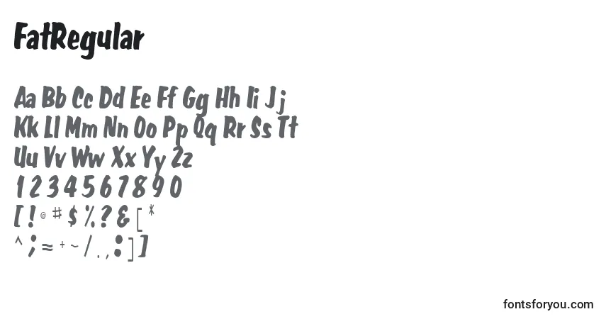 Schriftart FatRegular – Alphabet, Zahlen, spezielle Symbole